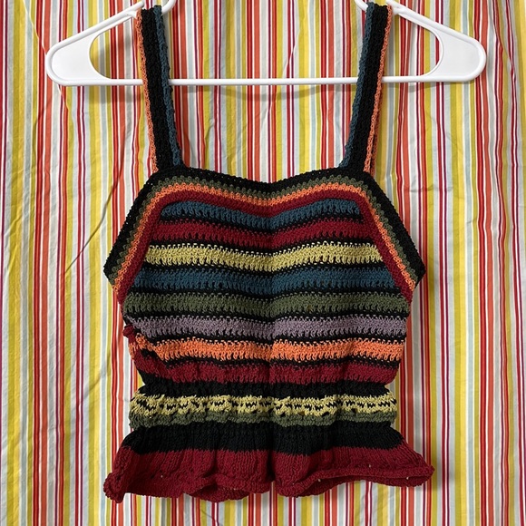 🌟Host Pick 6/25!🌟 NWOT Zara multicolor crochet sweater vest top with ruffles! S - Picture 3 of 6